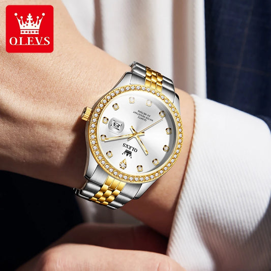 OLEVS Top Brand Men’s Watch – Original Quartz, Diamond Dial, Waterproof, Luminous, and Stylish with Date Function